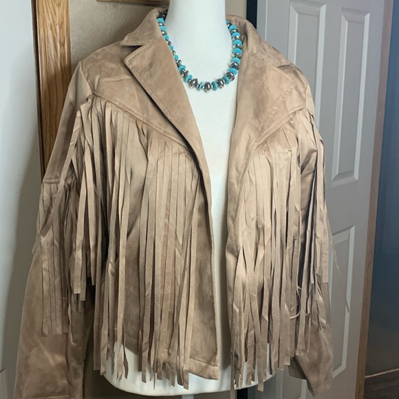 Western Tan Fringe Open Front Jacket NEW - Picture 3 of 7